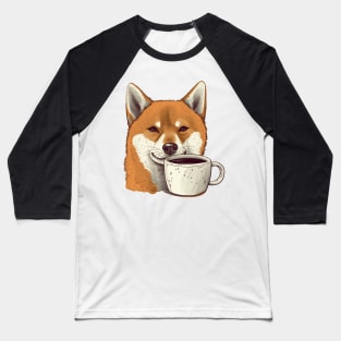 Shiba Inu dog with coffee Baseball T-Shirt